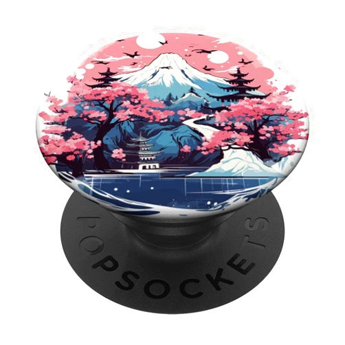 Ukiyo-e Art Gifts Japanese Art Ukiyo-e Anime Geisha Cherry Blossom Mount Fuji PopSockets Swappable PopGrip