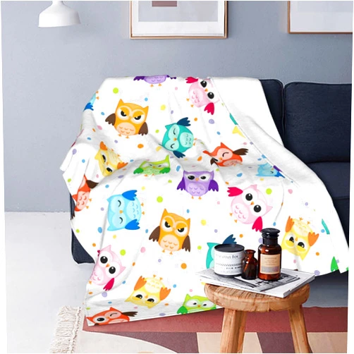 Echoserein Cute Owl Throw Blanket Soft Bed Blankets Lightweight Cozy Plush Flannel Fleece Blanket for Sofa Couch Bedroom 50