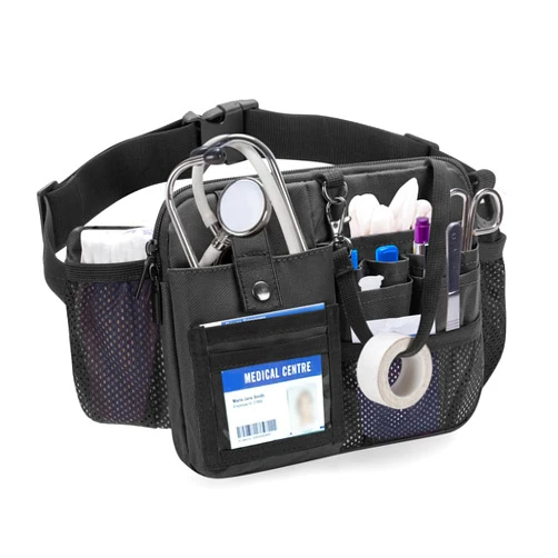 Damero Nurse Fanny Pack with Multi-Compartment, Nurse Tool Belt Utility Nurse Waist Bag with Medical Gear Pockets and Tape holder for Stethoscope, Bandage Scissors or Other Medical Supplies, Black