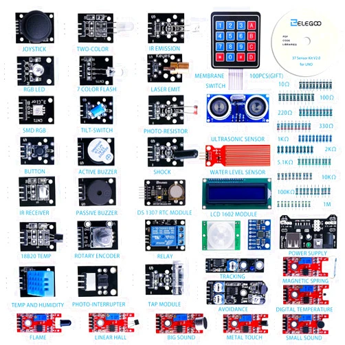 ELEGOO Upgraded 37 in 1 Sensor Modules Kit with Tutorial Compatible with Arduino IDE UNO R3 MEGA Nano