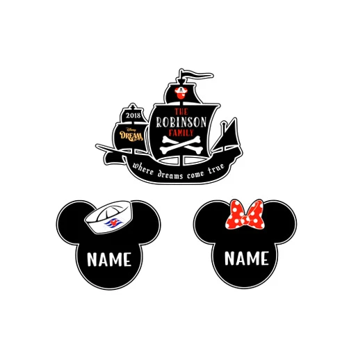 Handmade LARGE Personalized Pirate Ship Magnet For Disney Cruise Door Decor