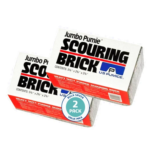 U.S. Pumice US Pumice Jumbo Pumie Scouring Brick for Large Surface Cleaning, Removes Lime, Scale, Rust, Calcium - Pool Pumice Stone Tile Cleaner, Barbecue Cleaning Stone, No Chemicals, Hand Safe, Pack of 2