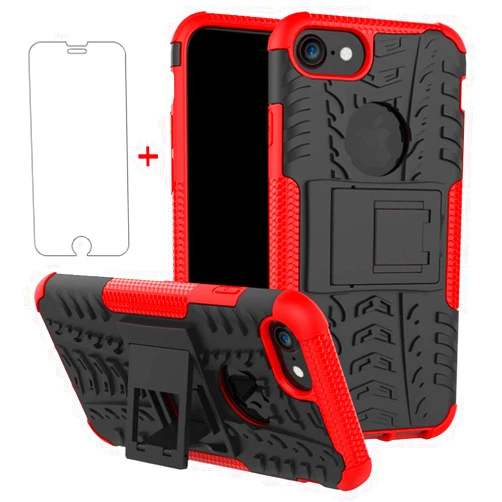 Asuwish Phone Case for iPhone 7 8 with Tempered Glass Screen Protector Cover and Stand Kickstand Hard Hybrid Cell Accessories iPhone7 iPhone8 i Phone7case Phone8case Phones8 i7 i8 7s 8s Cases Black Red