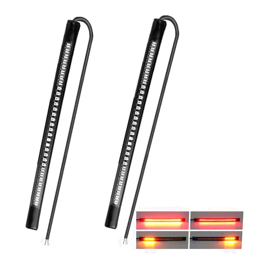 SONCHIE Universal LED Tail Brake Stop Turn Signal 32LED Flexible LED light for motorcycle Light Strip (2 Pack)