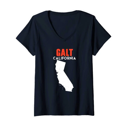USA State Galt America American Tourist Travel Womens Galt California USA State America Travel Californian V-Neck T-Shirt