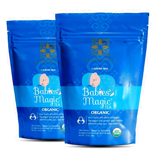 Secrets Of Tea Baby Colic Babies' Magic Tea – Organic, Natural, Safe – Calming & Soothing Relief for Baby Acid Reflux, Gas, Colic – 40 Count(2 Pack)
