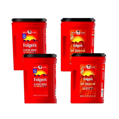Leley Boutique Caffeinated Coffee Variety; Classic Roast 43.5 Oz (Pack of 2) and 100% Colombian 40.3 Oz (Pack of 2)