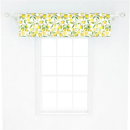 Ambesonne Nature Window Valance Pack of 2, Exotic Lemon Tree Branches Yummy Delicious Kitchen Gardening Design, Rod Pocket Curtain Valances for Kitchen Bedroom, 54