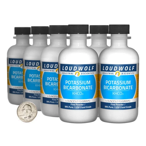Loudwolf Potassium Bicarbonate / 2 Pounds / 8 Bottles / 99% Pure USP Food Grade/Fine Powder