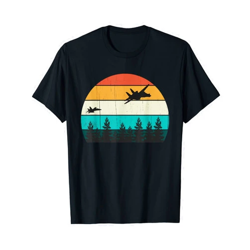 Jet Fighter Dog Fighting Designs Retro Dog Fight Aircraft Pilot: Vintage Sunset Military Jets T-Shirt