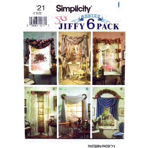 Simplicity 7721 Sewing Pattern Window Treatments Swags Panels Jabots Bows Rosettes