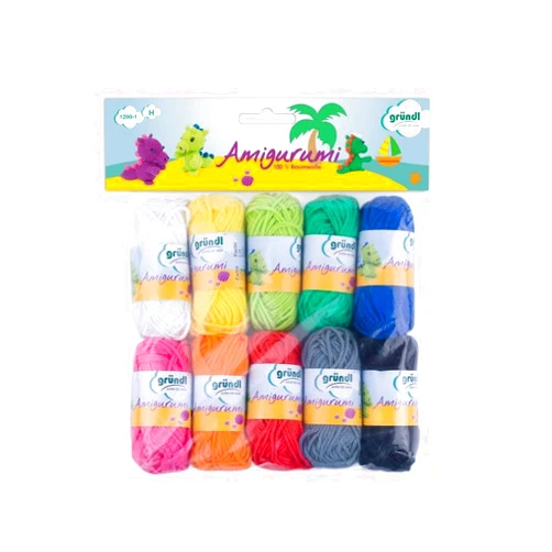 Gründl Amigurumi Crochet Set I, Cotton, Multi-Colour, 19.5 x 18 x 2.6 cm