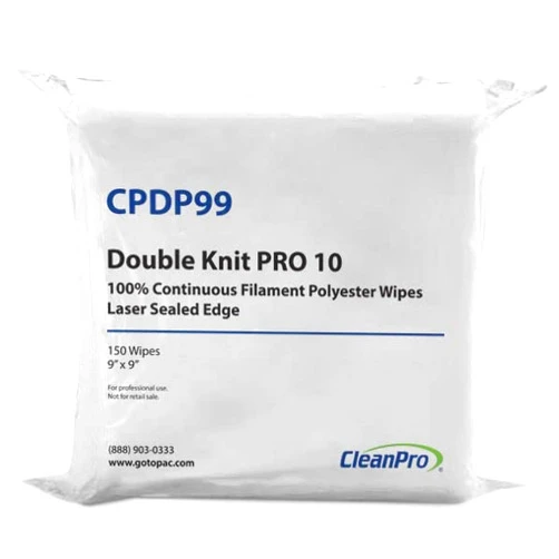 CleanPro 9 In. x 9 In. Double-Knit PRO 10 Polyester Wipes with Laser Sealed Edges, 150 Count