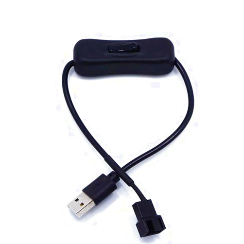 OPSFALCON 2 Pack USB to 3-Pin / 4-Pin PWM 5V USB Sleeved Fan Power Adapter Cable with Switch, USB to 3 Pin / 4 Pin Case Fan Adapter Connector Cable with ON Off Switch