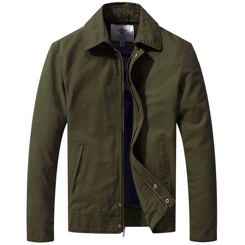 WenVen Men's Lightweight Military Cotton Jacket Casual Spring Lapel Work Coat