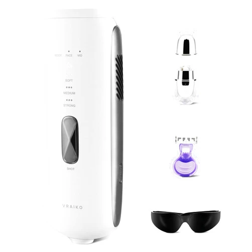 VRAIKO LYRA IPL Hair Removal Device, Laser Hair Removal for Women and Men, Sapphire Ice-Cooling Contact with Interchangeable Attachment Filters, More Skin-Friendly Long-Lasting & Painless Results