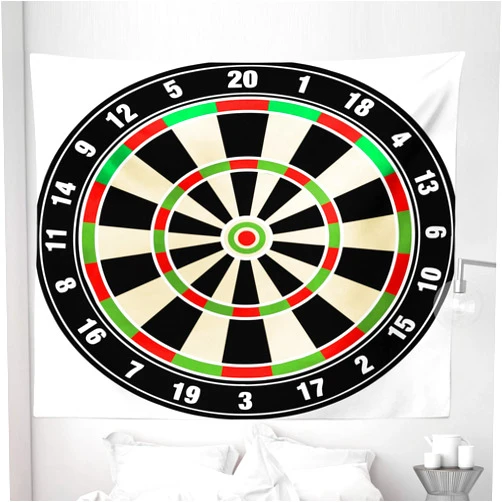 Ambesonne Sports Tapestry King Size, Dart Board Numbers Sports Accuracy Precision Target Leisure Time Graphic, Wall Hanging Bedspread Bed Cover Wall Decor, 104