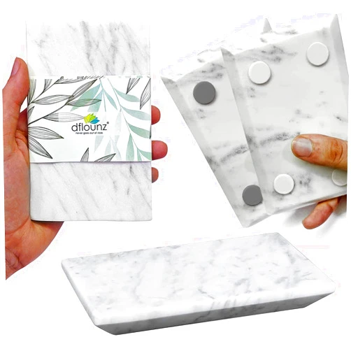Dflounz Chritmas Gift/Chritmas Sale Marble Stone Soap Dish Bath Accessories for Bathrooms, Tub or Wash Basin in Rectangular Shape Made Out of Indian B-White Marble Stone.
