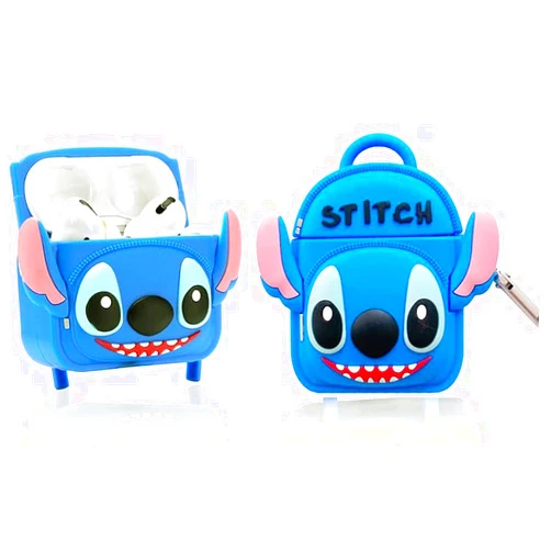 SMAIGE for AirPods Pro Case 2019 / AirPods Pro 2 Case 2022, Cute Cartoon Stitch Backpack Design Silicone Skin Cover Shock-Absorbing Protective Case with Keychain