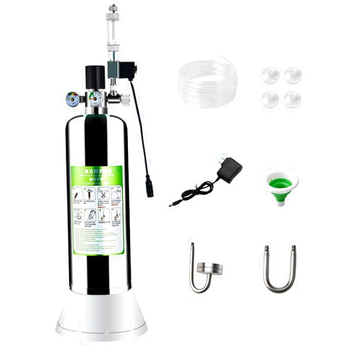 ZRDR CO2 Generator System Carbon Dioxide 2L with Dual Gauge Display Pressure Gauge Automatic Pressure Relief Valve Bubble Counter for Plants Aquarium, Stable Output