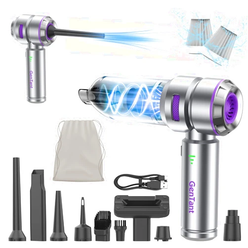 GenTant Handheld Car Vacuum Cleaner Cordless, 18000PA Portable Car Vacuum, High Power Air Duster with Brushless Motor, Type-C Charge, 3 in 1 Vacuum Cleaner for Car, Home, Office, Pet Hair