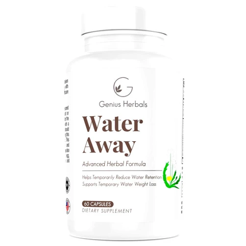 GENIUS HERBALS Water Away Diuretic - Advanced Herbal Formula, Reduce Excess Water Weight, Reduce Water Retention, Relieve Bloating - 60 Capsules