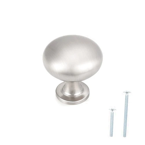 DECORITEN 20 Pack Cabinet Knobs, Satin Nickel Kitchen Handles for Cabinets and Dresser Drawers, Round Solid Pulls Single Hole, Zinc Alloy Cupboard Handles