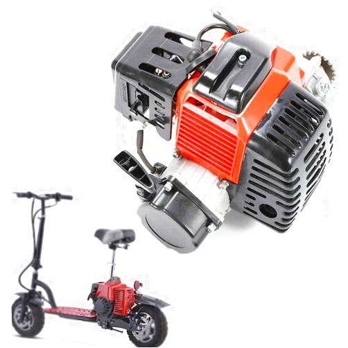 DOONARCES 49CC 2-Stroke Pull Start Engine Motor Complete Single Cylinder Engine Kit for Pocket Mini Bike Gas Scooter ATV Dirt Pit Bike Aluminum, Red+Black