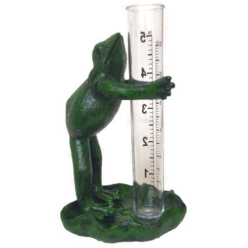 The Crabby Nook Small Rain Gauge Outdoor Garden Decor Guage for Deck or Yard Rain Water Catcher Gages Outdoors (Frog)