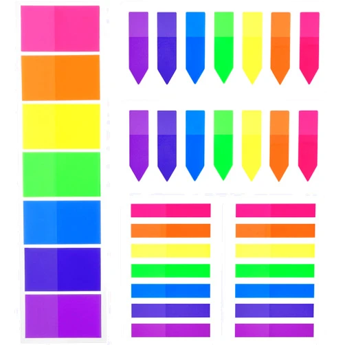 Pangda 700 Pieces Flags Index Tabs 3 Sizes Sticky Notes Writable Labels Page Marker Bookmarks Text Highlighter Strips, 7 Colors, 5 Set