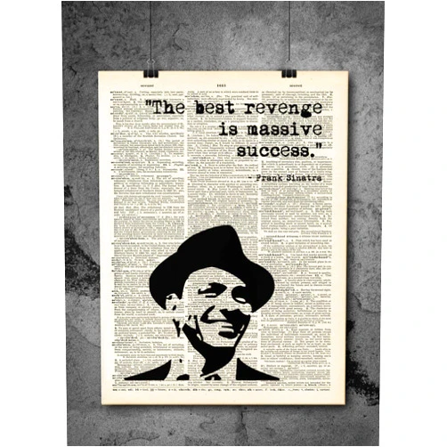Local Vintage Prints Frank Sinatra - The Best Revenge Is Success - Dictionary Art Print - Vintage Dictionary Print 8x10 inch Home Vintage Art Wall Art for Home Wall For Living Room Bedroom Office Ready-to-Frame