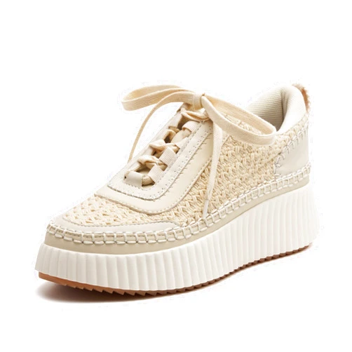 Vodvob Women Lace Up Platform Woven Sneakers Comfortable Casual Fashion Sneaker Low Top Chunky Walking Shoes