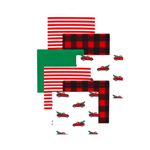 Hudson Baby Little Treasure Hudson Baby Cotton Poly Flannel Receiving Blankets Multipack, Red Christmas Tree Truck, 30x30 inches