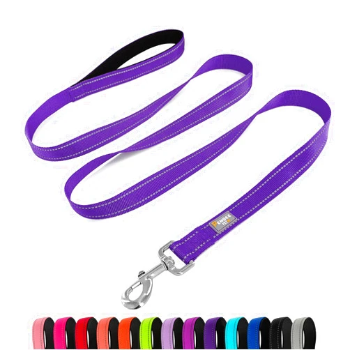 Penseepet Dog Leash 6 FT Padded Handle Nylon Reflective Dogs Leashes for Large Dogs Purple