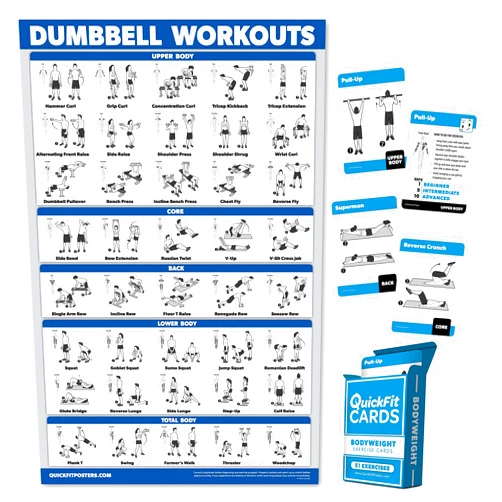 QuickFit 2 Pack - Dumbbell Workout Poster - Laminated 18