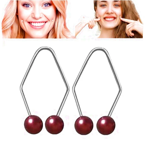 Tekalobr 2Pcs Dimple Makers, Dimple Trainer For Cheeks, Dimple Trainer For The Face Exerciser, Easy to Wear Natural Dimples Portable Dimple Maker Tool (Wine red)
