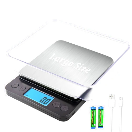 Yoncon Upgraded Large Size Food Scale for Food Ounces and Grams, YONCON Kitchen Scales Digital Weight for Cooking, Baking, 3kg by 0.1g High Accurate Gram Scale with 2 Tray, Tare Function, LCD Display