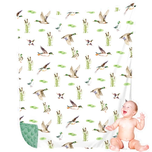 HunnmingRe Mallard Duck Baby Blanket for Boys Girls Double Layer Minky with Dotted Backing Soft Mallard Duck Stuff Blanket for Toddler Newborn, 30 x 40 Inch