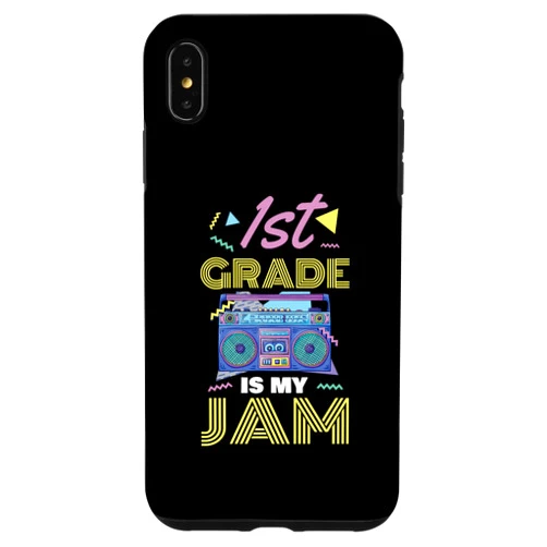 First Grades Students Gifts iPhone XS Max 1st Grade Is My Jam One Vintage 80s Boombox Teacher Student Case