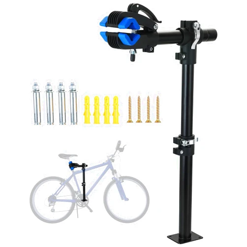 NATGAI Height Adjustable Bike Repair Stand, Bench Mount Bicycle Maintenance Rack Workstand, Adjustable Removable Home Bicycle Maintenance Stand for Road Mountain Bikes (Blue)