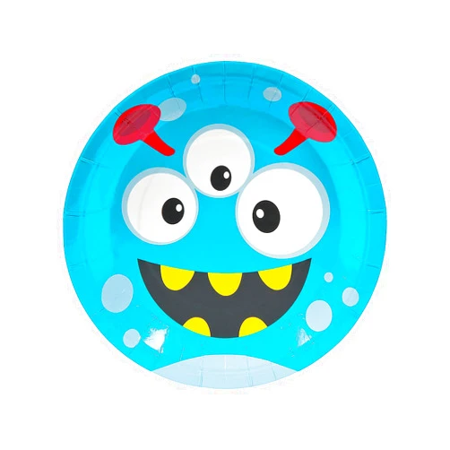 Fun Express Mini Monster Party Paper Dinner Plates - Funny Design Monster Disposable Colorful Party Plates - Halloween Birthday Baby Shower Tableware Decorations - Party Supplies - 8 Pieces