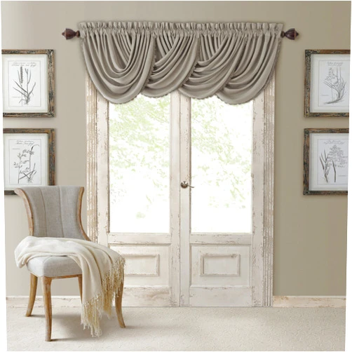 Elrene Home Fashions Elrene All Seasons Room-Darkening Waterfall Window Valance, Accessory for Bedroom or Living Room Windows with Rod Pocket Tabs, 52
