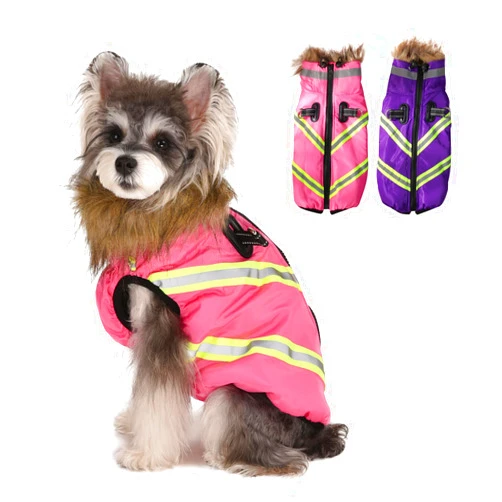 AinLenElf Dog Winter Coat with Harness - Waterproof & Warm Dog Jackets - Dog Coats with Easy Zip-Up Design - Turtleneck Fleece Lined Dog Clothes - Reflective Dog Snowsuit Dog Vest for Medium Dogs Pink XL