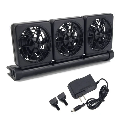 Liveek Aquarium Fan 2 3 4 Heads, Aquarium Chillers Cooling Fan Adjustable Fish Tank Cooling Fan with 2 Wind Speed Fan for Water Tank, Aquarium Tank Chiller (3 Head)