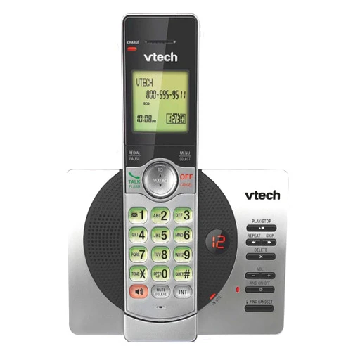 VTech DECT 6.0 Expandable Cordless Phone with Answering System and Caller ID, Silver/Black CS6929