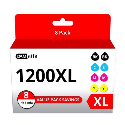DAM aila 1200XL Ink cartridges Compatible Replacement for Canon Maxify 1200 Ink to use with PGI-1200 MB2720 MB2320 MB2020 MB2120 MB2350 Printer (2Black, 2Cyan, 2Magenta, 2Yellow)