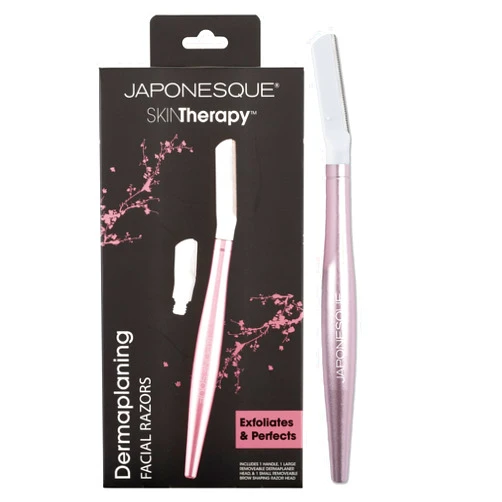 JAPONESQUE - SKINTherapy Dermaplaning Facial Razors - Two Blade Sizes with Interchangeable Handle, Eyebrow Razor, Ultra Sharp Japanese Blades, For Hair Removal, Multipurpose Exfoliating