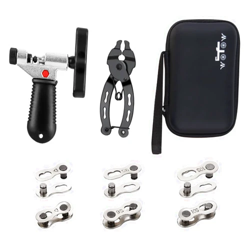 WOTOW Bike Chain Repair Tool Kit Set, Cycling Bicycle Chain Breaker Splitter Cutter & Wear Indicator Checker & Master Link Pliers Remover & Reusable Missing Connector for 6/7/8/9/10 Speed Chain
