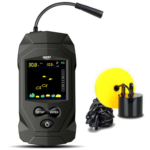 LUCKY Display Portable Fish Finder Sensor Wired Handheld Depth Finder Sonar Sea Kayak Fish Finders Transducer
