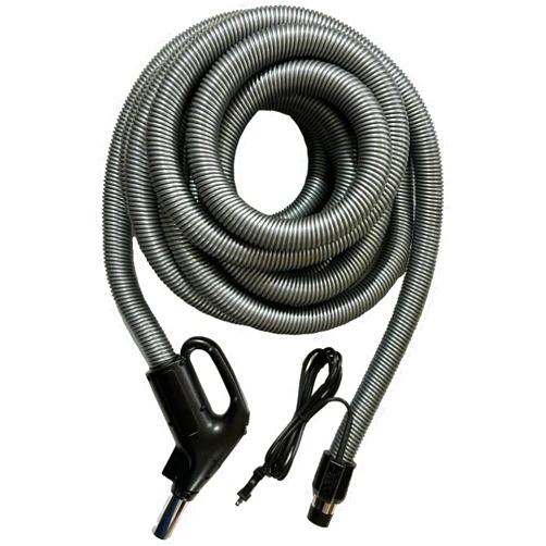 Wessel-Werk Electric Central Vacuum Hose 35 ft with 3-way On/Off Power Control Switch on Comfort Grip Hose Handle, Flush Handle Connection with Corded Pigtail Hose End Configuration, 1 Year Warranty